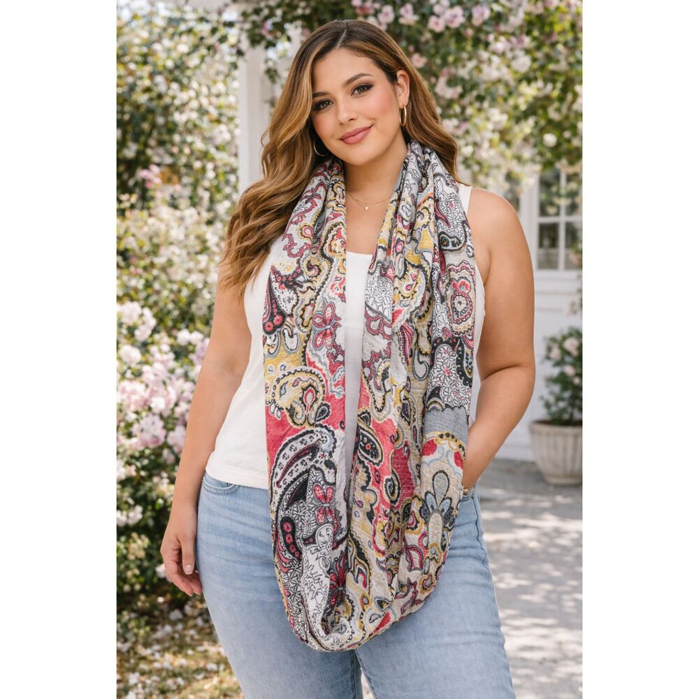 Van Heusen Lightweight Spring Infinity Paisley Print Boho Chic Wrap Scarf